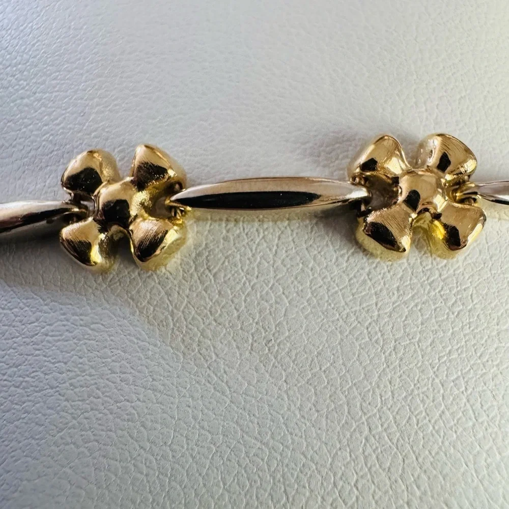 14K Yellow Gold Flower Bracelet Italy